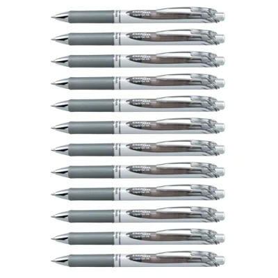 Abbildung von Pentel EnerGel XM BL77 Gelschreiber mit Druckmechanik, grau (12 Stück)