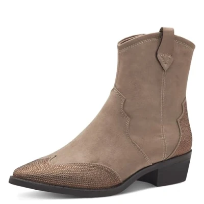 Abbildung von MARCO TOZZI Damen Stiefeletten mit Absatz Cowboy Spitz, Braun (Taupe), 37 EU