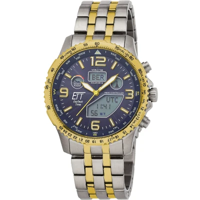 Abbildung von ETT Eco Tech Time Funk Solar Weltzeit Herren Uhr Chronograph mit Titan Armband EGT 11576 31M
