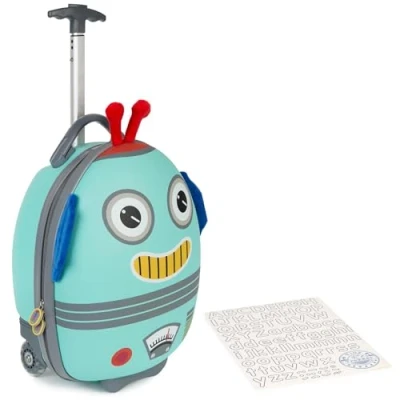 Abbildung von boppi Tiny Trekker Leichter Kinderreisetrolley zum Ziehen mit Rädern in Handgepäckgröße (17 Liter Fassungsvermögen) Roboter