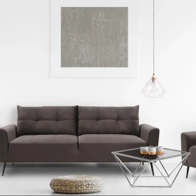 Abbildung von Louane Couchtisch aus transparentem Glas mit silbernen Beinen Menzzo