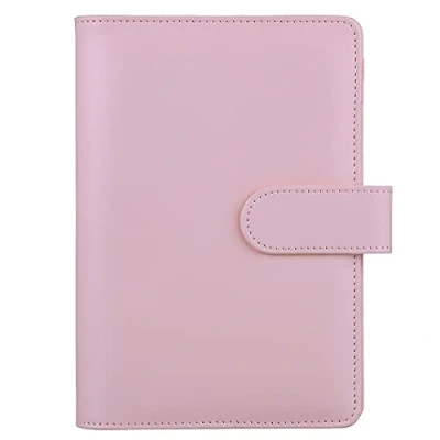 Abbildung von HAUTOCO Ringbuch A6, PU Leder Notizbuch, nachfüllbar, 6 Ringordner für A6 Budget Binder Planner Haushaltsbuch Personal Organize, Loseblatt mit magnetischer Schnalle, Rosa