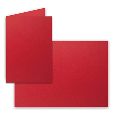 Abbildung von 50x Falt Karten DIN A6 in Rosenrot Blanko Doppel 220 g/m²