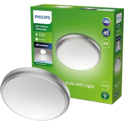 Abbildung von PHILIPS my Garden LED Doris Deckenleuchte Doris, 6W, kaltweißes Licht 4.000K, IP54 Schutzklasse, Nickel