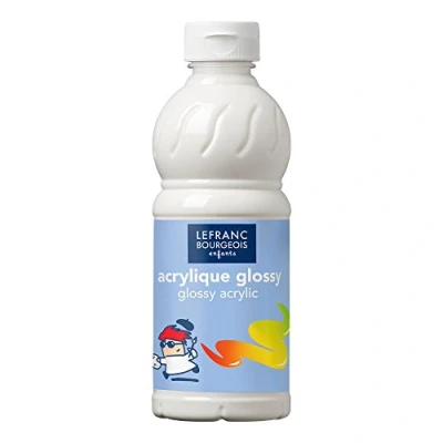Abbildung von Lefranc Bourgeois 188150 Glossy Kinder Acrylfarbe, gebrauchsfertige flüssige glänzend und wasserfest, Ideal auf Papier, Karton, Holz, Gips, Metall, Plastik, 500ml Flasche Glitterüberzug