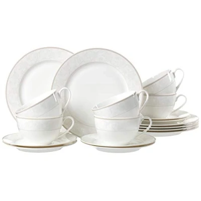 Abbildung von Ritzenhoff &amp; Breker Kaffeeservice Isabella, 18 teilig, Fine China Porzellangeschirr, Weiß mit Ornamenten, 37 x 26 25 cm