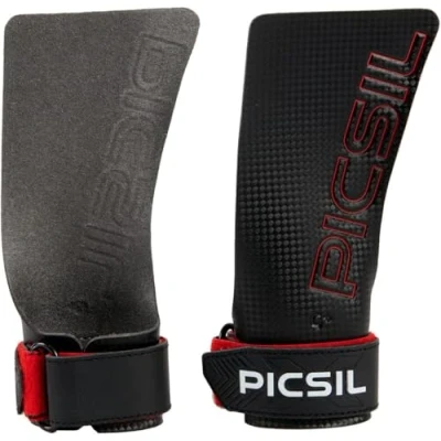 Abbildung von PICSIL RX Carbon Grips, Crosstraining Hand Grips Für Gewichtheben, Handschuhe Muscleups, Pull Ups, Gymnastik, Verhindert Blasen und Risse, Männer Frauen (Rot NH, G)