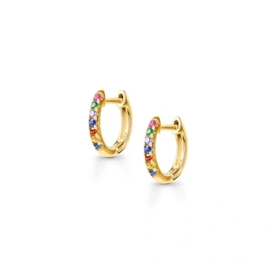 Abbildung von Amberta Lumini Damen 925 Sterling Gold Regenbogen Ohrringe: Mehrfarben Creolen Ohrringe 10 mm