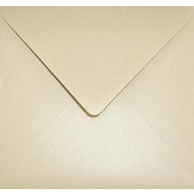 Abbildung von Netuno 25 quadratische Umschläge Perlmutt Sand 153x 153 mm 120g Aster metallic glänzende Briefumschläge quadratisch Einladungs edle Briefhüllen wedding envelopes