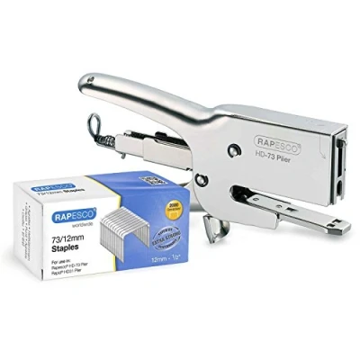 Abbildung von Rapesco 1306 Hochleistungs Heftzange HD 73 und 2000 Heftklammern des Typs 73/12 mm, 70 Blatt Kapazität, Chrom