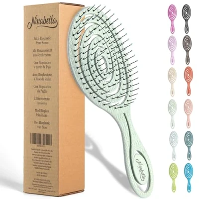Abbildung von Ninabella Haarbürste ohne Ziepen für Damen,Herren &amp; Kinder Entwirrbürste Locken,lange nasse Haare Nachhaltige Detangler Bürste mit Spiralfeder aus recyceltem Material Hair Brush Mint Green