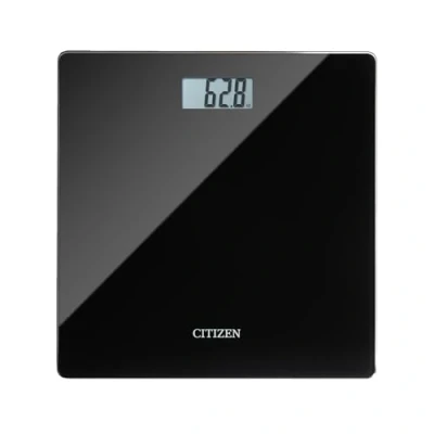 Abbildung von CITIZEN HMS324 Weiße/schwarze digitale Körperwaage. schlankes Design, vergleichbar mit früheren Messergebnissen, Design sofortiger Gewichtsmessung, LCD Display und Hartglas