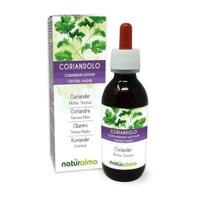 Abbildung von Koriander (Coriandrum sativum) Früchte Alkoholfreier Urtinktur Naturalma Flüssig Extrakt Tropfen 120 ml Nahrungsergänzungsmittel Veganer