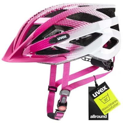 Abbildung von uvex air Wing Leichter Allround Helm für Damen und Herren individuelle Größenanpassung erweiterbar mit LED Licht pink White 52 57 cm