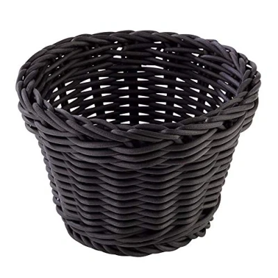 Abbildung von APS Korb rund „Profi Line“, schwarzer Flechtkorb, Körbchen aus Polypropylen, Behältnis Flechtwerk, Brötchenkorb, Lebensmittelkorb, Durchmesser Ø 13 cm, Höhe 10 cm