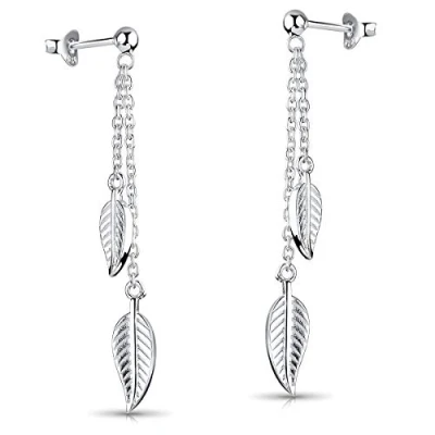 Abbildung von Materia Blatt Ohrringe Silber 925 Stecker hängend lange Ohrstecker Blätter Natur Damen Schmuck in Etui SO 42