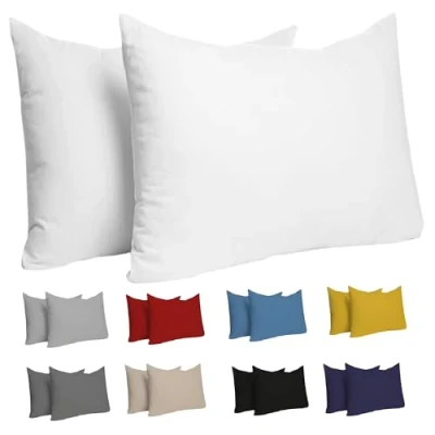Abbildung von Kissenbezug 40x60 (Set mit 2) 100% Jersey Baumwolle 150 g/qm Kissenbezüge Weiß Für Kissen 40 x 60 cm Kissenhülle Resistent und Hypoallergen Dreamzie