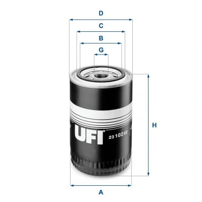 Abbildung von UFI 23.102.02 Ölfilter 3/4 16 UNF mit einem Rücklaufsperrventil Anschraubfilter ROVER: 2000 3500 Saloon