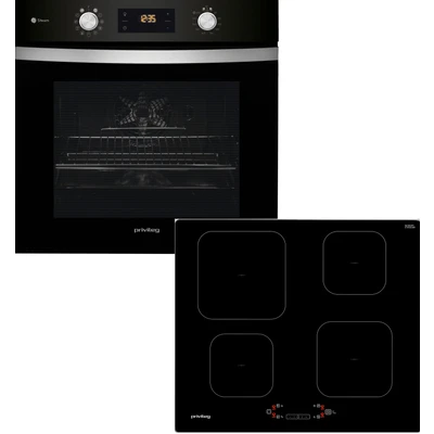 Abbildung von Privileg Backofen Set »PBWK3 JH8S BLG«, mit 1 fach Teleskopauszug, Hydrolyse, Dampffunktion und Induktion