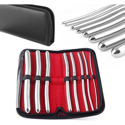 Abbildung von Dilatator Set Harnröhren Dilatatoren 8 Hegar Pins mit Doppelenden 3mm bis 18mm inkl. Aufbewahrungsbeutel/Lederetui