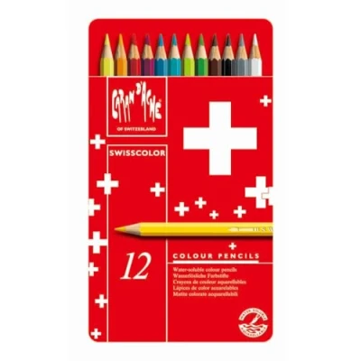 Abbildung von Caran d&#039;ACHE SWISSCOLOR Aquarelle Buntstifte in Metallbox 12 Stück