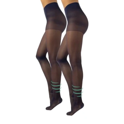 Abbildung von CALZITALY Stützstrumpfhose mit starker Kompression 10 mm/Hg, Feine Kompressionsstrumpfhosen Damen, S, M, L, XL, XXL, 3XL, 4XL, 70 DEN, Made in Italy (4XL, 2 X Blau)