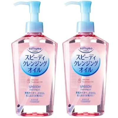Abbildung von Kose Cosmeport Softymo Speedy Reinigungsöl, 230 ml, inkl Port Trading Original Gesichtsmaske, 2 Stück