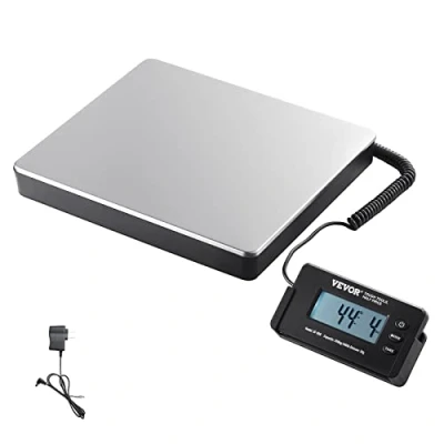 Abbildung von VEVOR Plattformwaage 150g 200kg Paketwaage 50g Genauigkeit Digitalwaage kg/lbs/lbs:oz Zählwaage 309x262x45mm ABS Edelstahl Tara Funktionen AC/DC Netzteil Industriewaage Briefwaage Waage