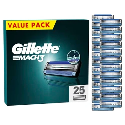 Abbildung von Gillette Mach3 Rasierer Nachfüllpackungen für Männer, 3 Klingen Rasierer, 25Ersatzklingen