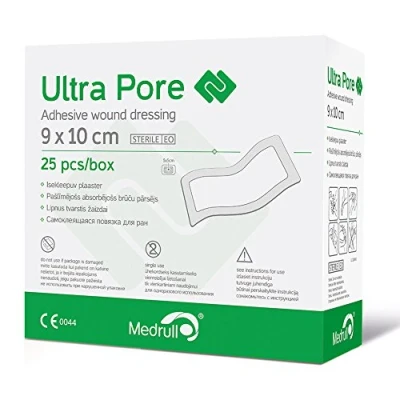 Abbildung von Medrull Steriler Wundverband 9x10 cm Sterile Wundpflaster ULTRA PORE Starke Klebekraft Schützt bei Schnittwunden &amp; Kratzern Einzeln verpackt 25er Pack