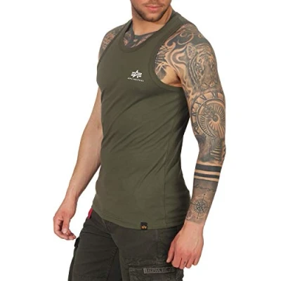 Abbildung von Alpha Industries Small LOGO TANK Top, Herren, Größe: Small, Dark oliv
