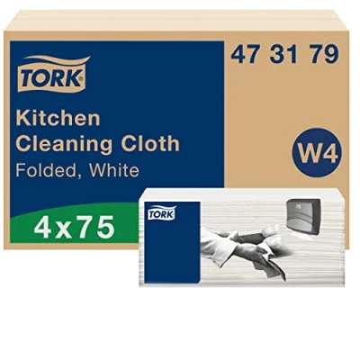 Abbildung von Tork Küchen Reinigungstücher Weiß W4, extrem saugfähig, 4 x 75 Tücher, 473179
