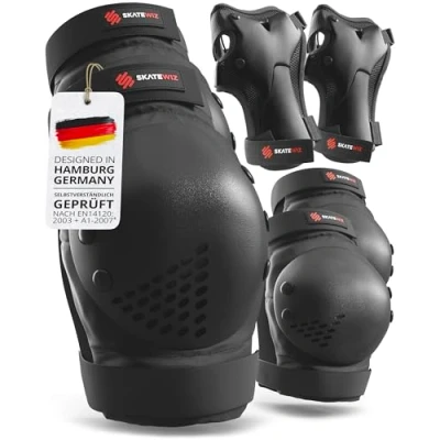 Abbildung von SKATEWIZ Schützer Inliner Damen, Schoner Erwachsene Skate Protektoren, Schlittschuhe Damen SMASH Größe L/XL Schwarz