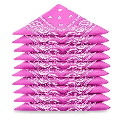Abbildung von Karl Loven Bandana 5er Pack 100% Baumwolle Paisley Halstuch Kopf Hals Schal (5er Pack, Pink)