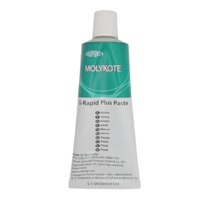 Abbildung von Molykote G Rapid Plus Paste auf Basis von Festschmierstoffen mit sehr niedrigem Reibungskoeffizienten schützt vor Festfressen, Korrosion