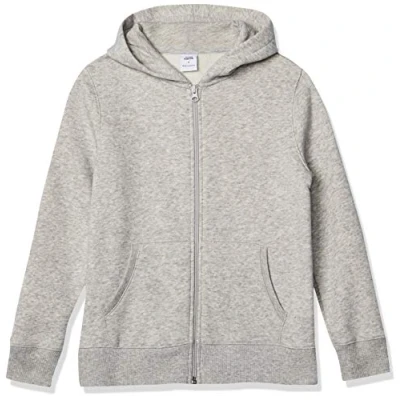 Abbildung von Amazon Essentials Jungen Fleece Kapuzenpullover mit Reißverschluss, Hellgrau Meliert, 6 7 Jahre
