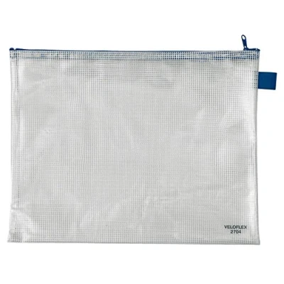 Abbildung von VELOFLEX 2704000 Reißverschlusstasche DIN A4 Reißverschlussbeutel Dokumententasche PVC gewebeverstärkt transparent, 1 Stück