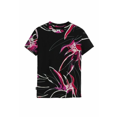 Abbildung von Desigual Abstract Floral Tshirt print, Damen, Größe: Small, Black