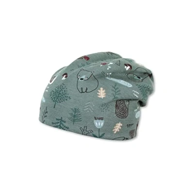 Abbildung von Sterntaler Baby Jungen Beanie Slouch Waldmotive Mütze gefüttert mit Baumwoll Fleece dunkelgrün, 45
