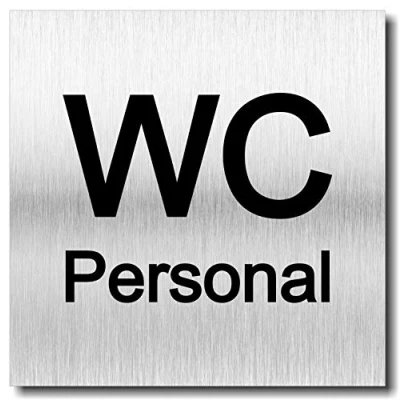 Abbildung von Türschild WC Personal Toilette UV Druck 12 x 12cm 3mm Aluverbund Made in Germany Art.Nr. 2102
