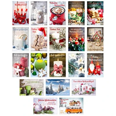 Abbildung von Edition Seidel Set 20 exklusive Premium Weihnachtskarten mit Umschlag. Doppelkarten/Klappkarten Briefumschlag. Weihnachten Karte Postkarte Weihnachtspostkarte