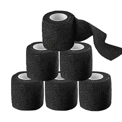 Abbildung von Tattoo Grip Tape Cover, Unihuby 6pcs Griff Wrap Griffband Cover 2 &quot;x 5 Yards Elastischer Verband Sportverband (Schwarz)
