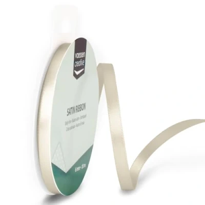 Abbildung von Vaessen Creative 301002 1022 Satinband Beige, 6 mm x 10 Meter, Schleifenband, Dekoband, Geschenkband und Stoffband für Hochzeit, Taufe Geburtstagsgeschenke, 6MM