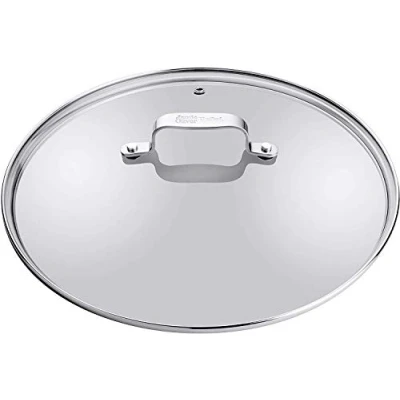 Abbildung von Tefal Jamie Oliver Glasdeckel B89985 24 cm Mit Edelstahlrand Dampfauslassventil Überlaufschutz Spülmaschinengeeignet Exklusive Gravur am Deckelgriff Transparent