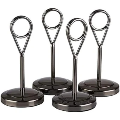 Abbildung von APS Tischkartenhalter 4er Set, Tischkarten, Fotohalter, hochglanzpoliert, inkl. 20 schwarze Beschriftungskarten aus Polypropylen, 5x5 cm, Höhe 15,5 cm