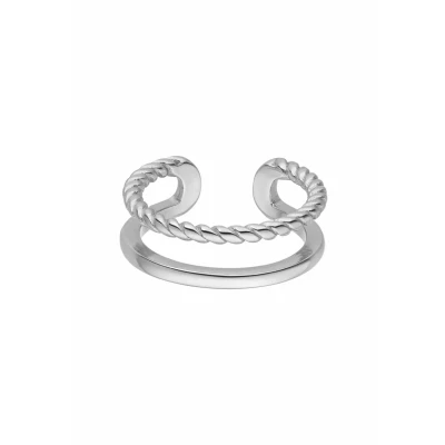 Abbildung von Purelei® Mau Ring Adjustable Verstellbarer in Gold, Silber und Roségold Elegantes Design mit gedrehter Optik Größen S/M M/L Hochwertiger Edelstahl (M/L, Silber)
