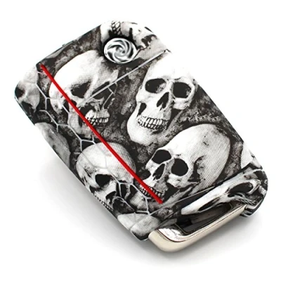 Abbildung von Schlüssel Hülle VB für 3 Tasten Auto Silikon Cover Finest Folia Schlüsselhülle Etui Schutzhülle (Totenkopf Schwarz Weiß)