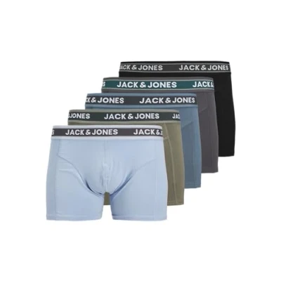 Abbildung von Jack &amp; Jones Jacevan Solid Trunks 5 PACK Panties, Herren, Größe: 5XL, Asphalt/oceanview/black/agave green/blue