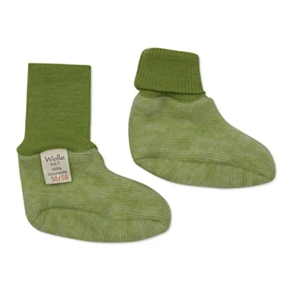 Abbildung von Cosilana, Baby Fleece Schühchen, 60% Wolle kbT und 40% Baumwolle kbA (ab 15 16 mit Noppen) (15 16, Lindengrün melange)