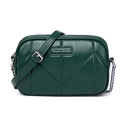 Abbildung von David Jones Dämen Kleine Umhängetasche Frau Mini Handtasche PU Leder Handy Tasche Multi Taschen Reißverschluss Kette Crossbody Bag Viele Fächer Abendtasche Clutch Party Elegant Grün